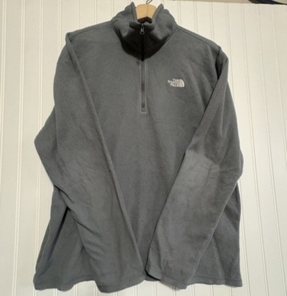 The North Face Quarter Zip Fleece Pullover Mens Med Grey TKA Glacier Midlayer
